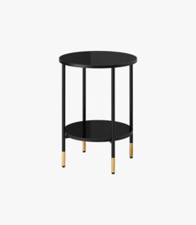 New Mark Impex Side Table, 2 Tiers, Round Tray Table